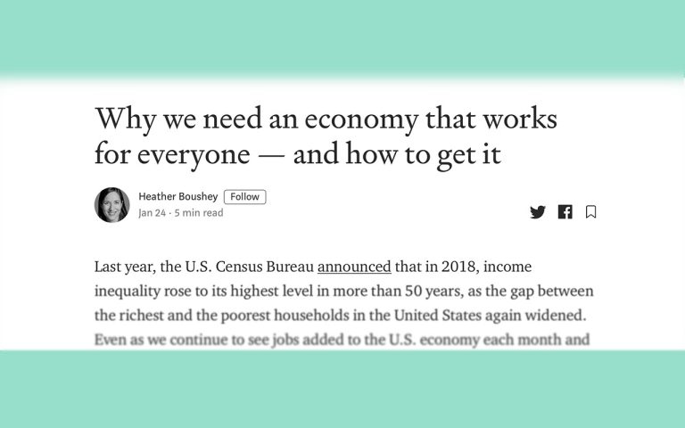 President and CEO Heather Boushey shares insights on inequality and growth via Medium
