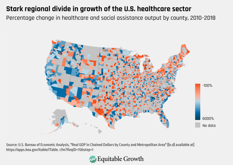 Stark regional divide in growth of the U.S. healthcare sector