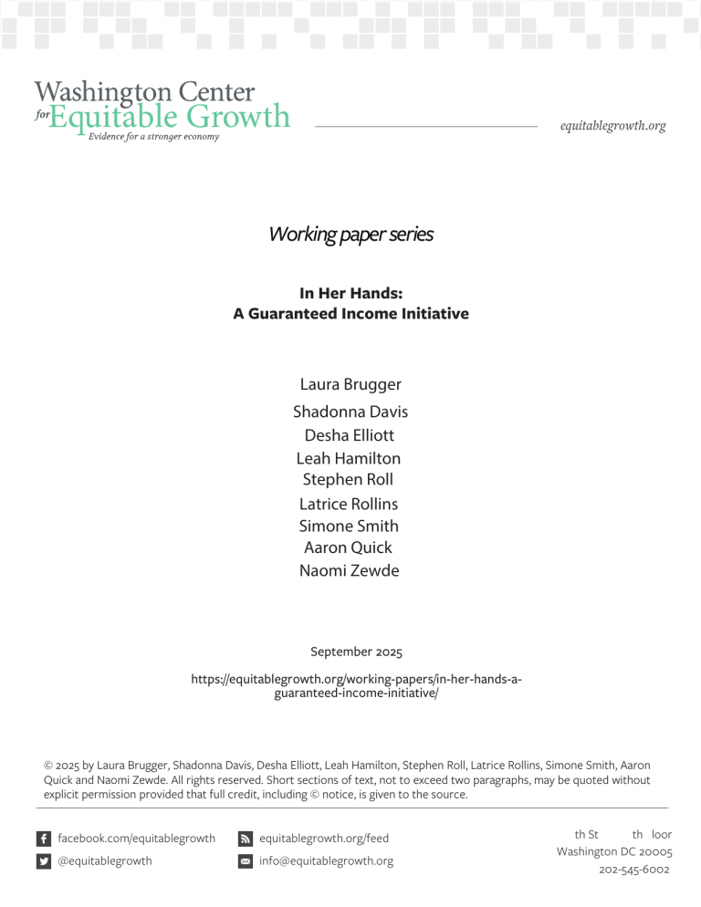 In Her Hands: A Guaranteed Income Initiative