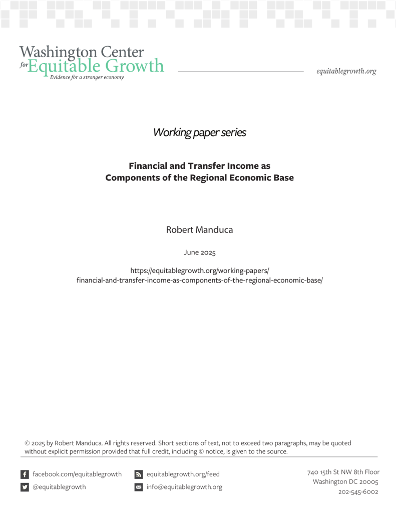 Financial and Transfer Income as Components of the Regional Economic Base