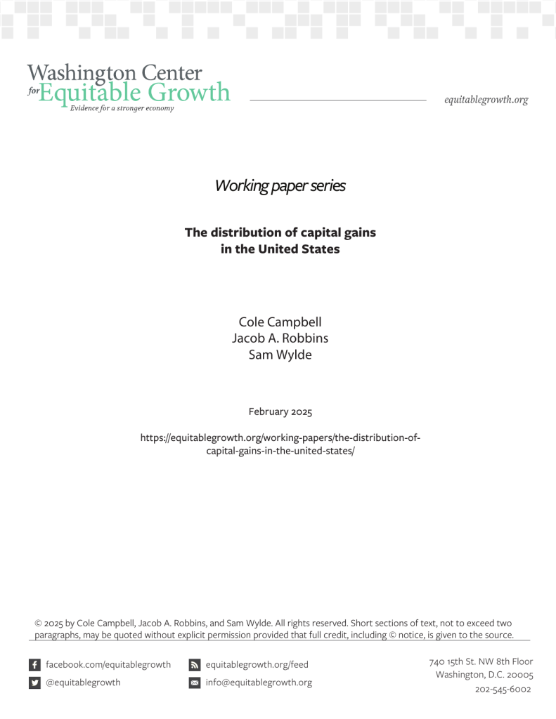 The distribution of capital gains in the United States