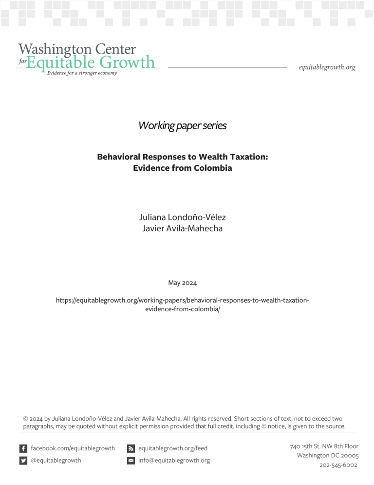 Behavioral Responses to Wealth Taxation: Evidence from Colombia
