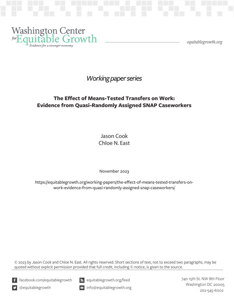 The Effect of Means-Tested Transfers on Work: Evidence from Quasi-Randomly Assigned SNAP Caseworkers