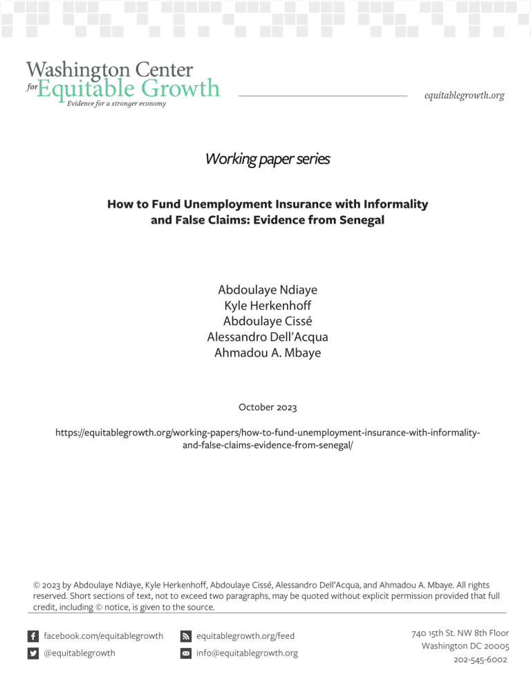 How to Fund Unemployment Insurance with Informality and False Claims: Evidence from Senegal