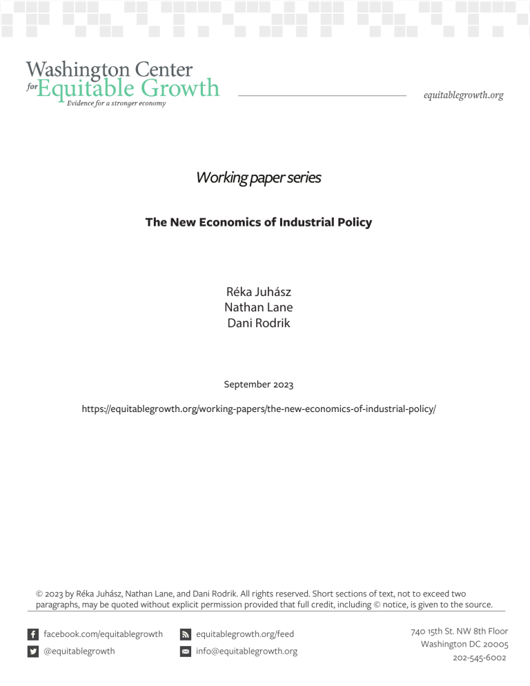 The New Economics of Industrial Policy