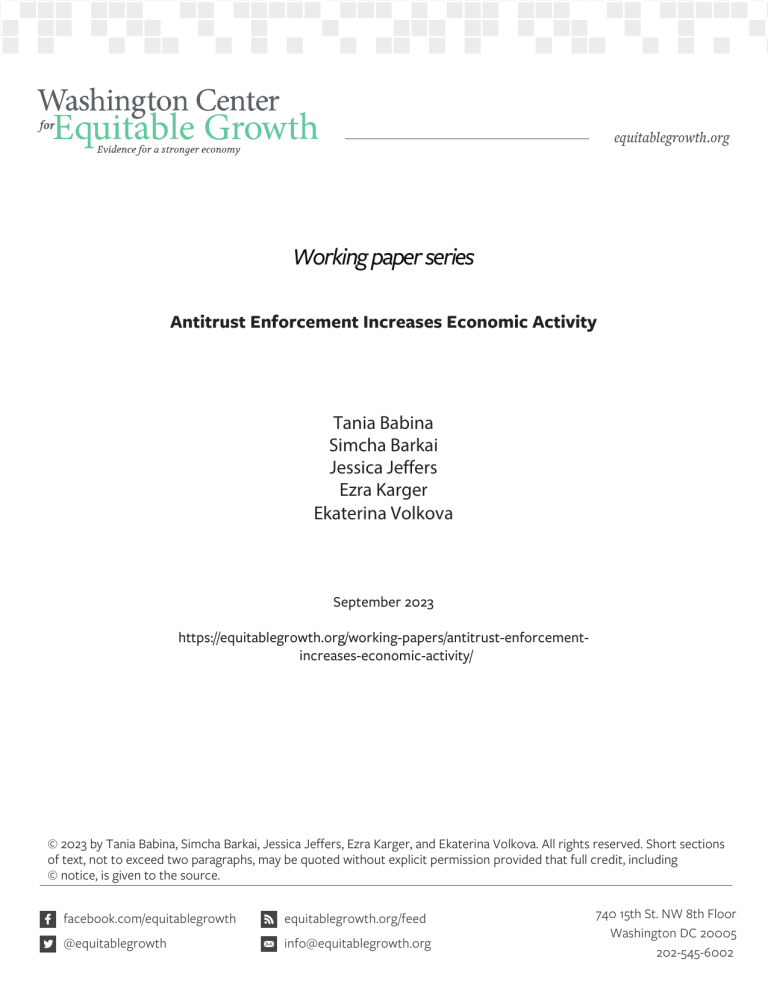Antitrust Enforcement Increases Economic Activity