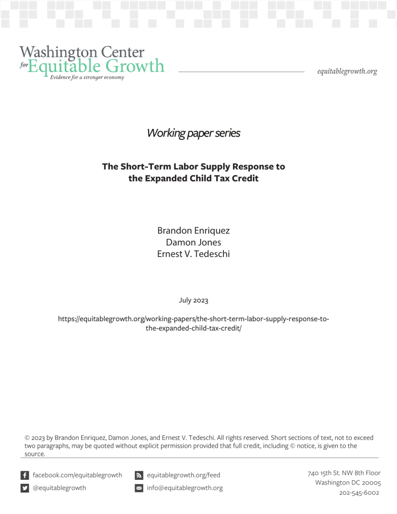 The Short-Term Labor Supply Response to the Expanded Child Tax Credit