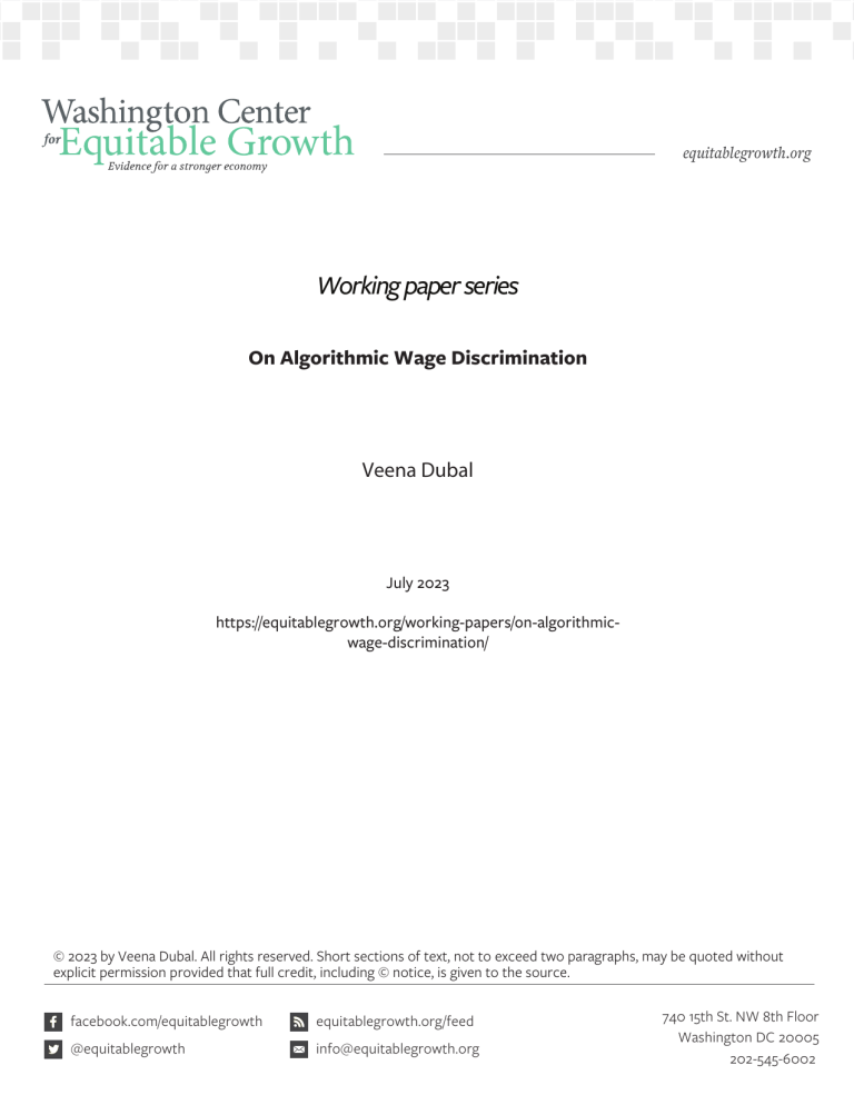 On Algorithmic Wage Discrimination