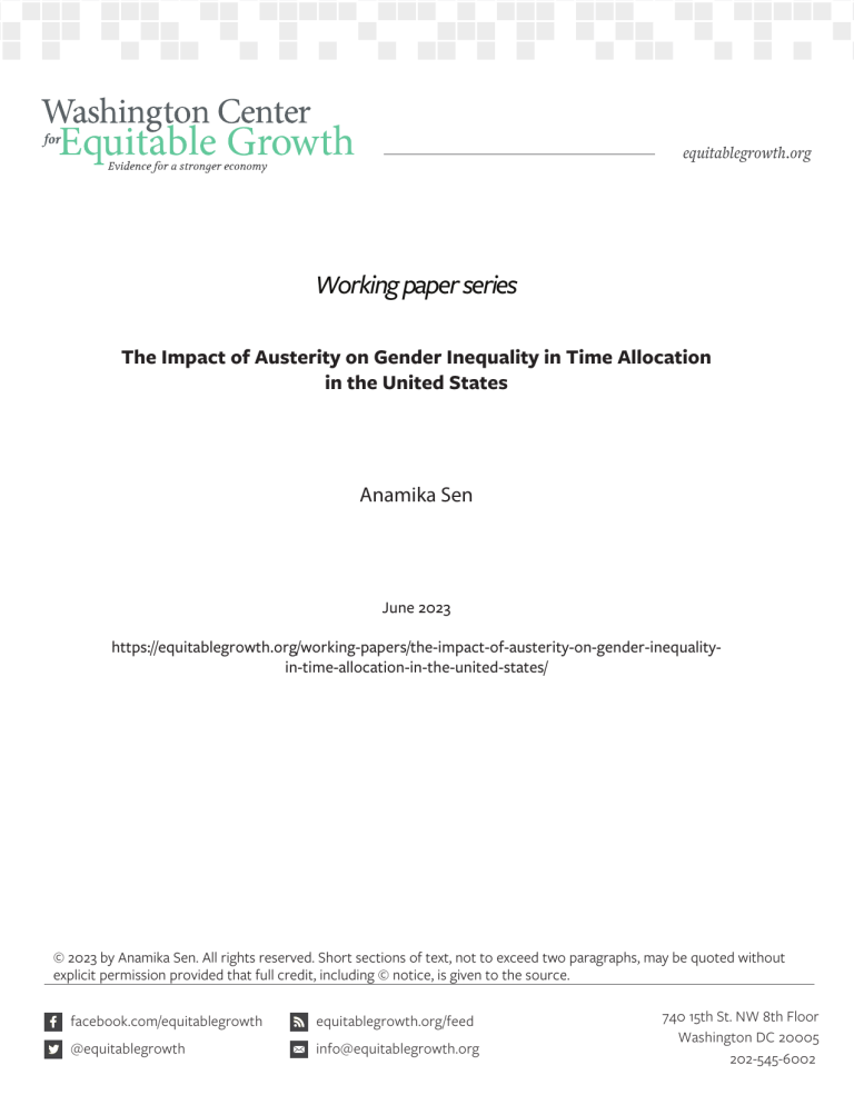The Impact of Austerity on Gender Inequality in Time Allocation in the United States