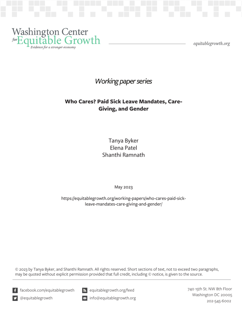 Who Cares? Paid Sick Leave Mandates, Care-Giving, and Gender