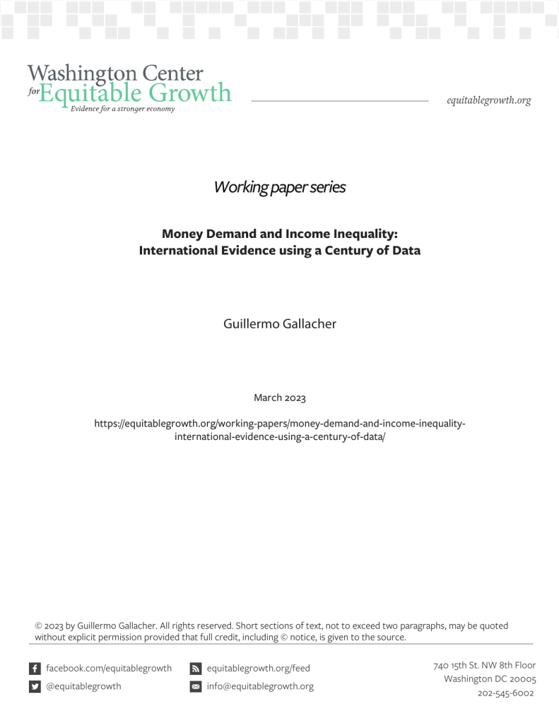 Money Demand and Income Inequality: International Evidence using a Century of Data