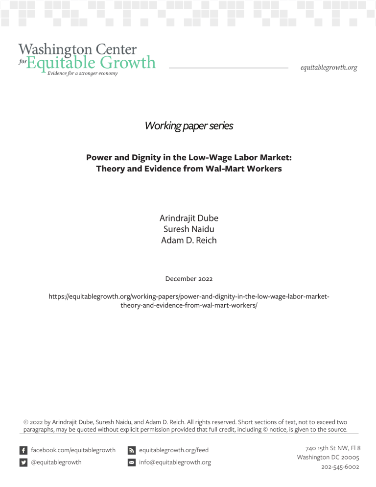 Power and Dignity in the Low-Wage Labor Market: Theory and Evidence from Wal-Mart Workers