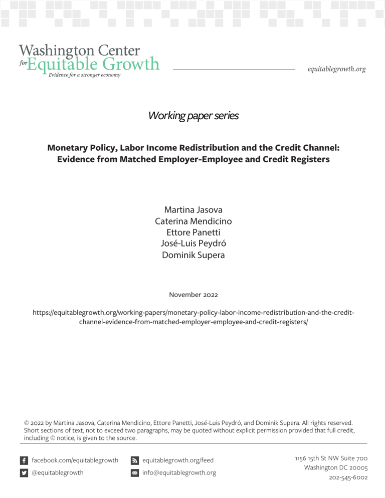 Monetary Policy, Labor Income Redistribution and the Credit Channel: Evidence from Matched Employer-Employee and Credit Registers