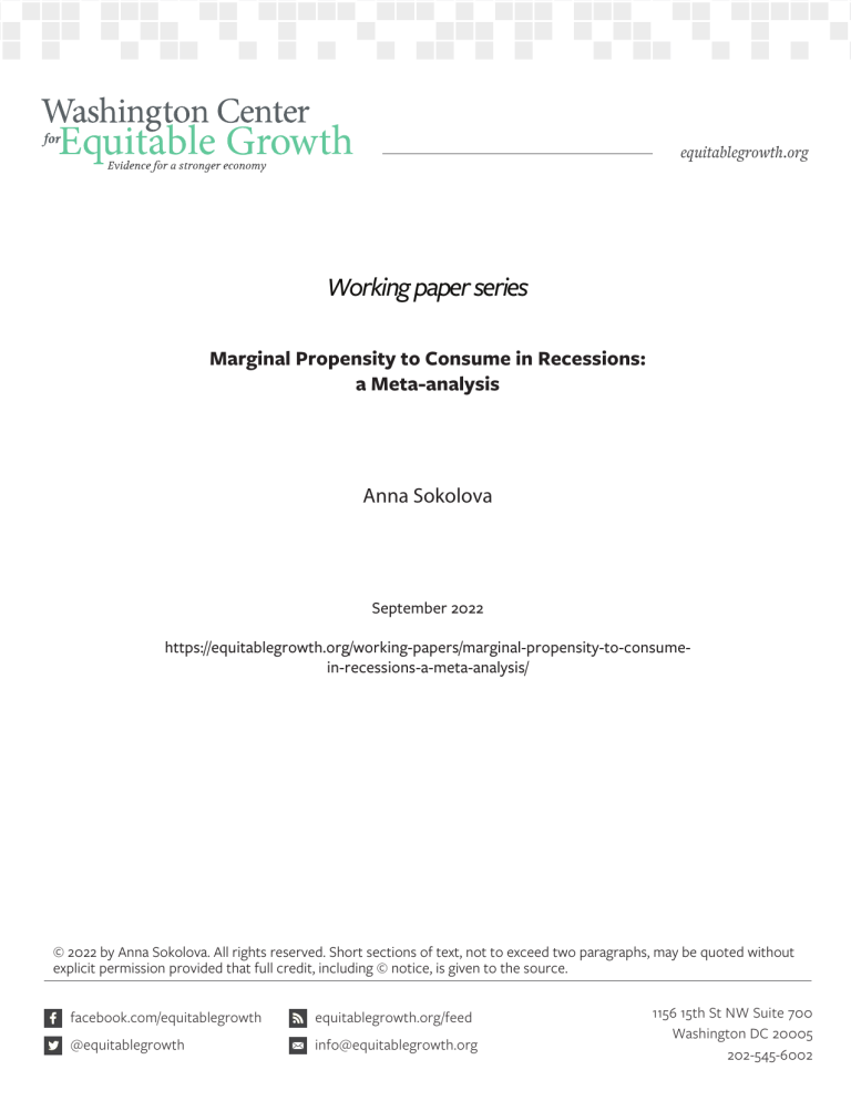 Marginal Propensity to Consume in Recessions: a Meta-analysis