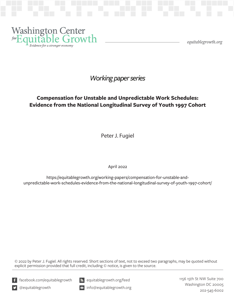 Compensation for Unstable and Unpredictable Work Schedules: Evidence from the National Longitudinal Survey of Youth 1997 Cohort