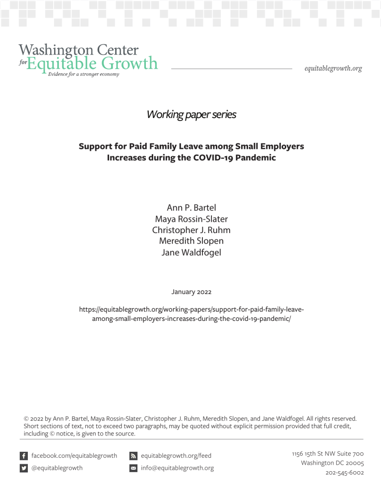Support for Paid Family Leave among Small Employers Increases during the COVID-19 Pandemic