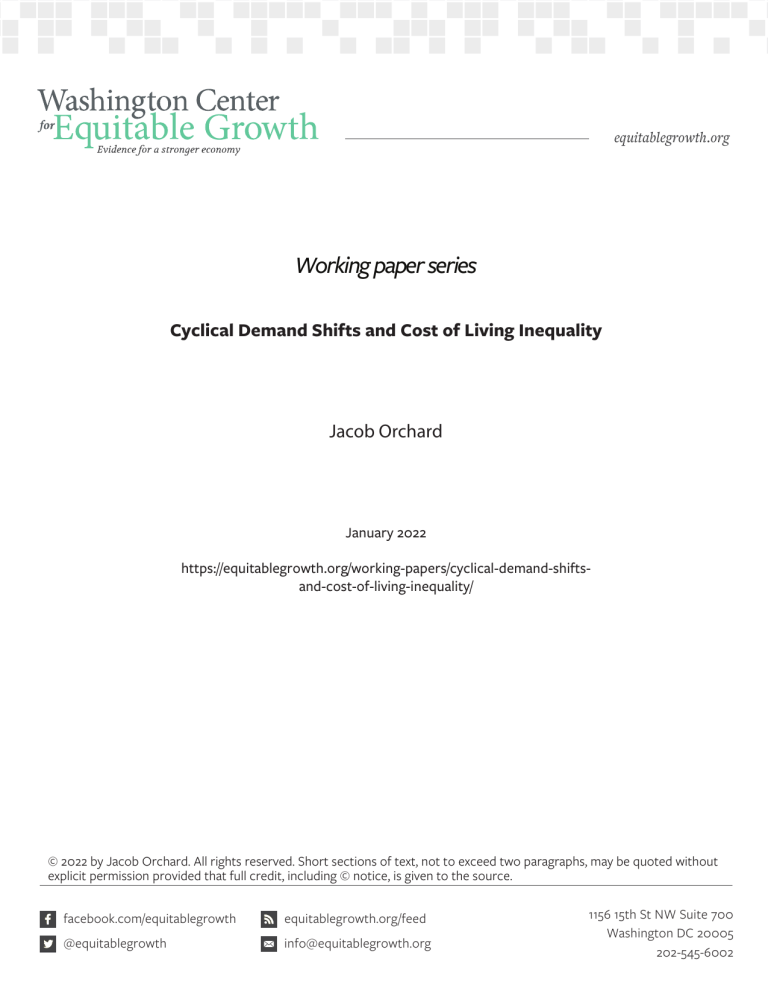 Cyclical Demand Shifts and Cost of Living Inequality