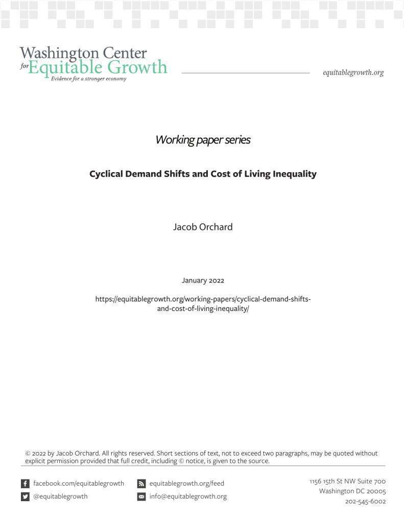 Cyclical Demand Shifts and Cost of Living Inequality