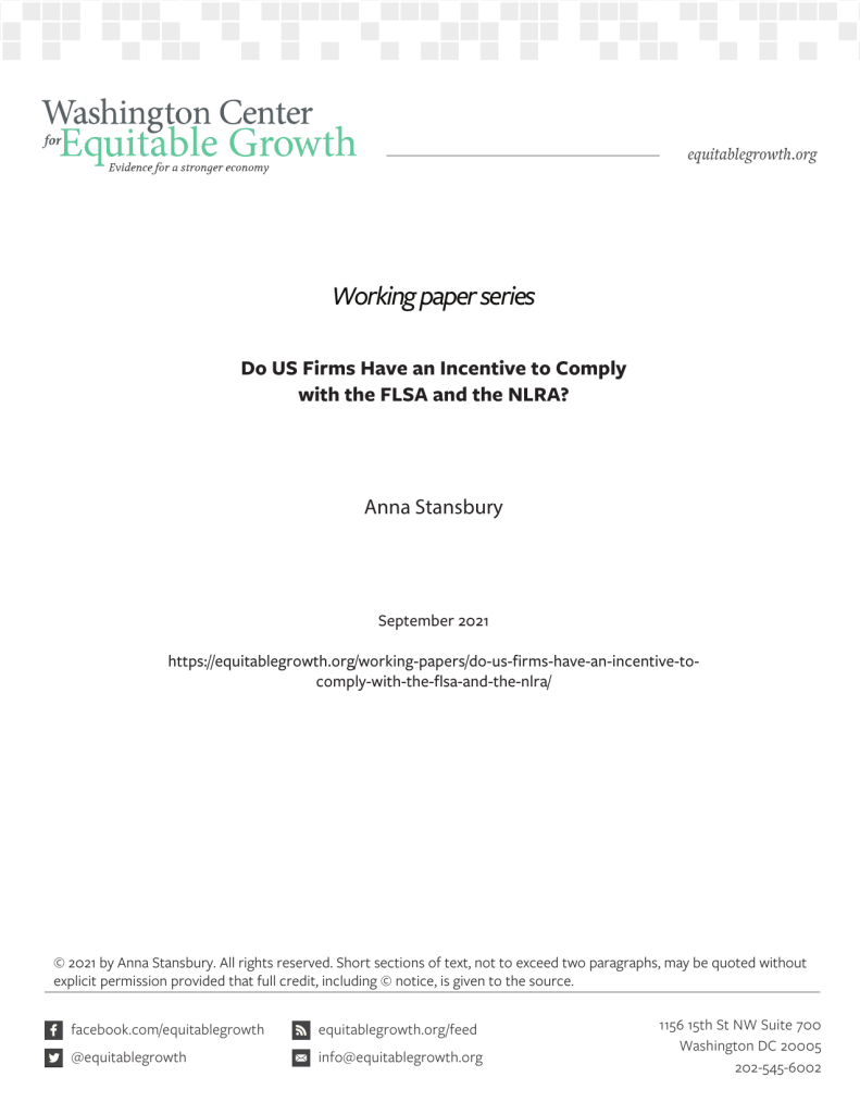 Do US Firms Have an Incentive to Comply with the FLSA and the NLRA?