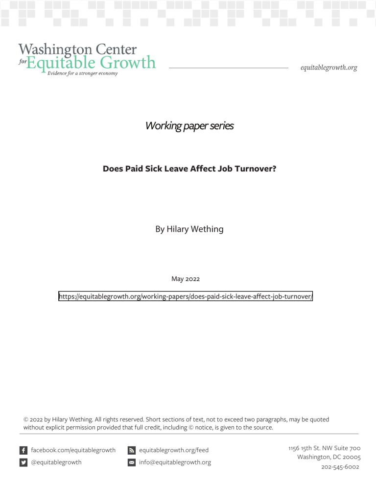 Does Paid Sick Leave Affect Job Turnover?