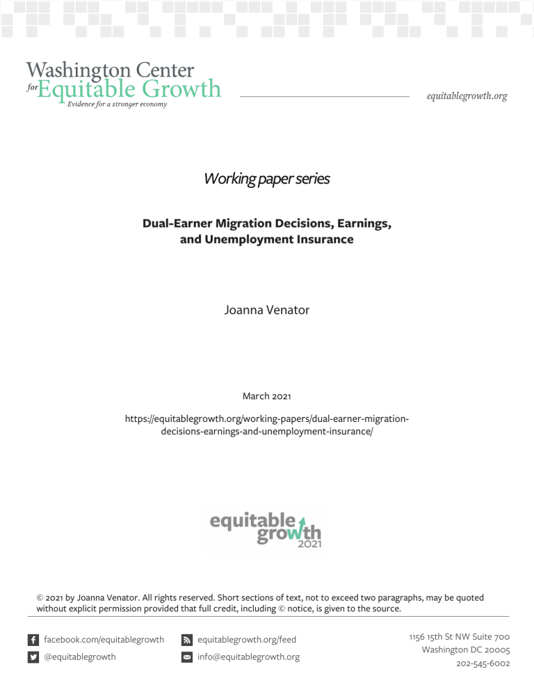 Dual-Earner Migration Decisions, Earnings, and Unemployment Insurance