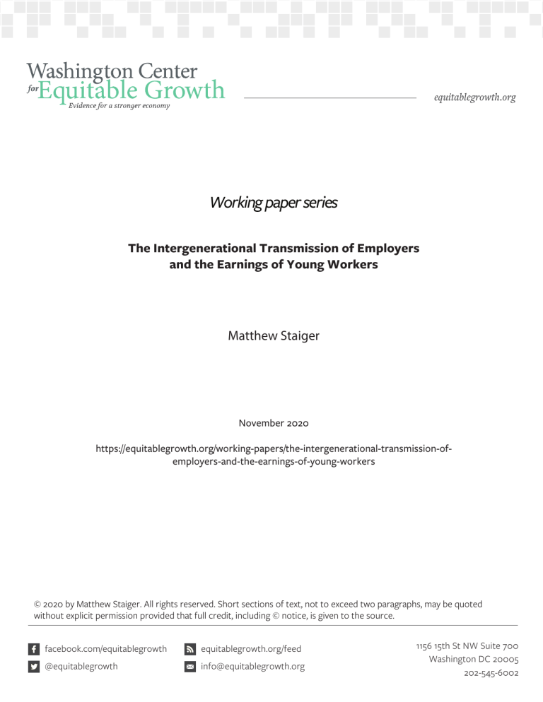 The Intergenerational Transmission of Employers and the Earnings of Young Workers