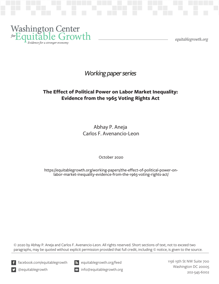 The Effect of Political Power on Labor Market Inequality: Evidence from the 1965 Voting Rights Act
