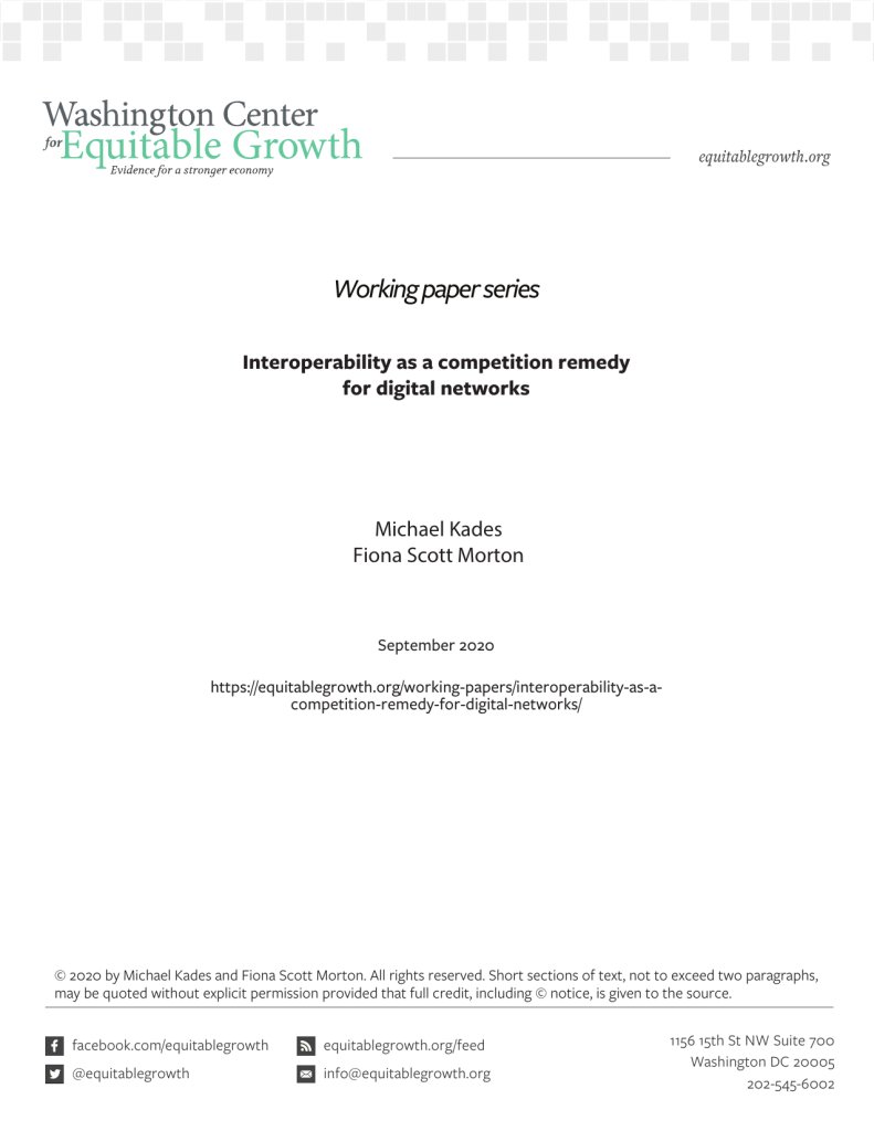 Interoperability as a competition remedy for digital networks