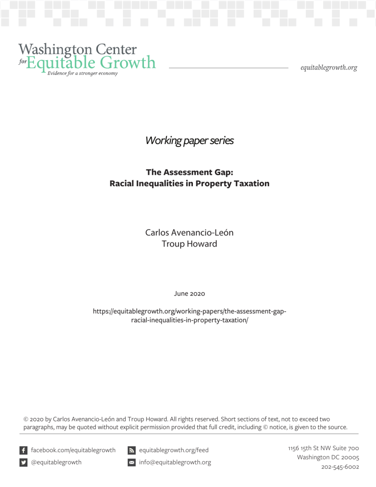 The Assessment Gap: Racial Inequalities in Property Taxation