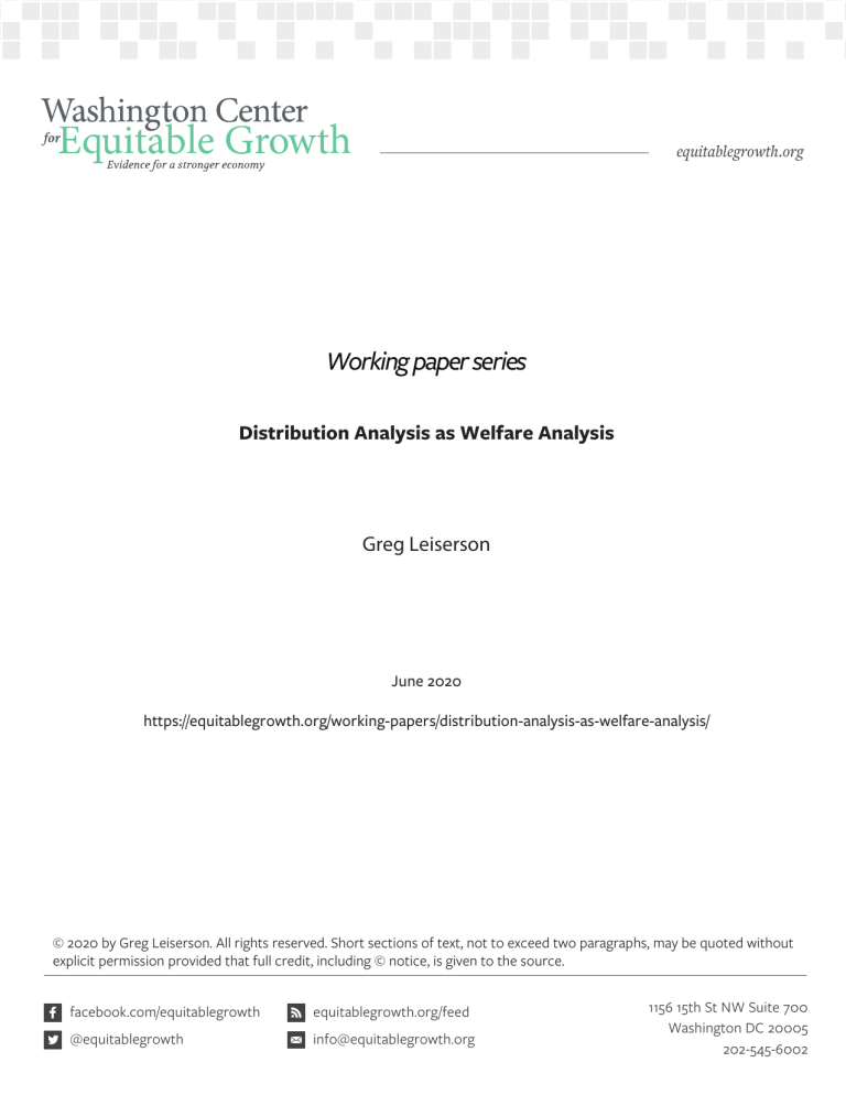 Distribution Analysis as Welfare Analysis