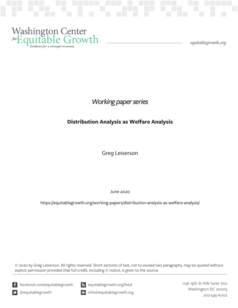Distribution Analysis as Welfare Analysis