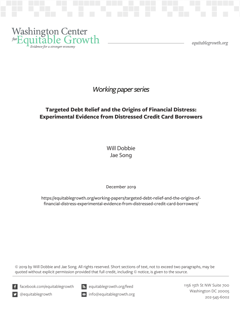 Targeted Debt Relief and the Origins of Financial Distress: Experimental Evidence from Distressed Credit Card Borrowers