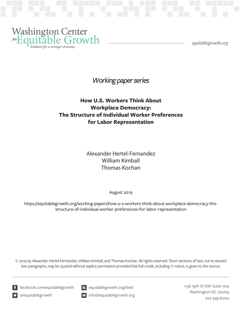How U.S. Workers Think About Workplace Democracy: The Structure of Individual Worker Preferences for Labor Representation