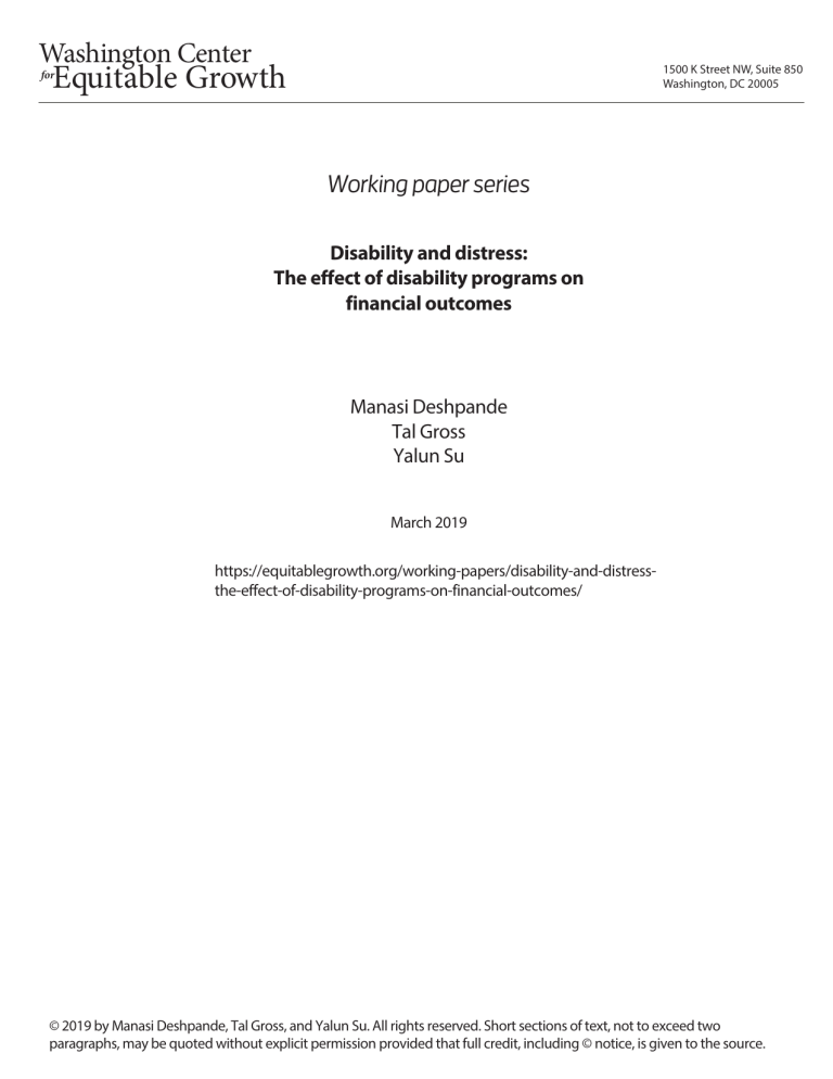 Disability and distress: The effect of disability programs on financial outcomes