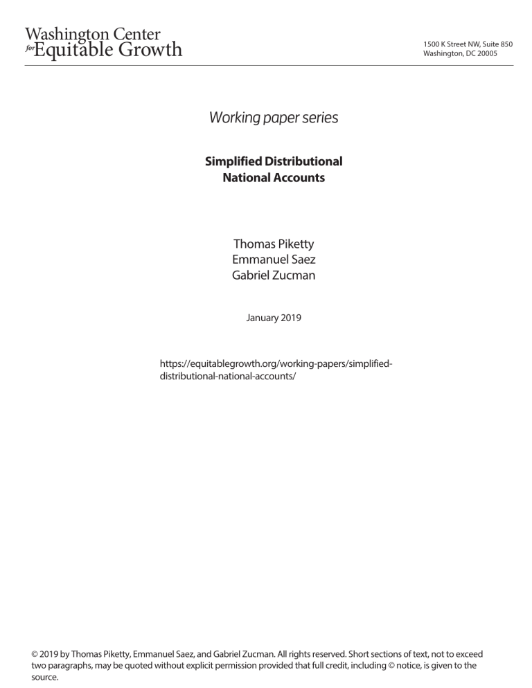 Simplified distributional national accounts