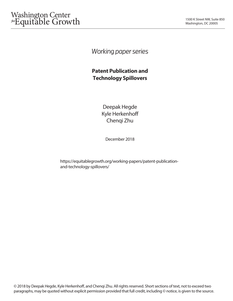 Patent publication and technology spillovers