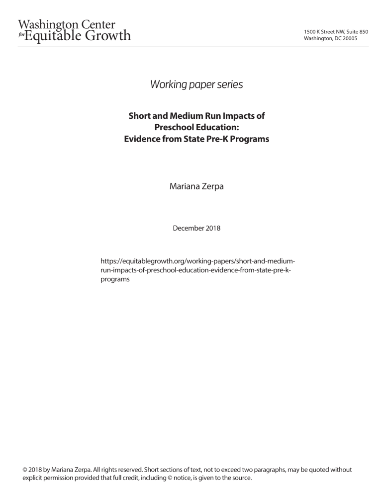 Short and medium run impacts of preschool education: Evidence from state pre-k programs