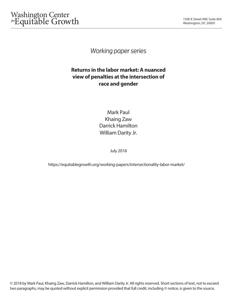 Returns in the labor market: A nuanced view of penalties at the intersection of race and gender
