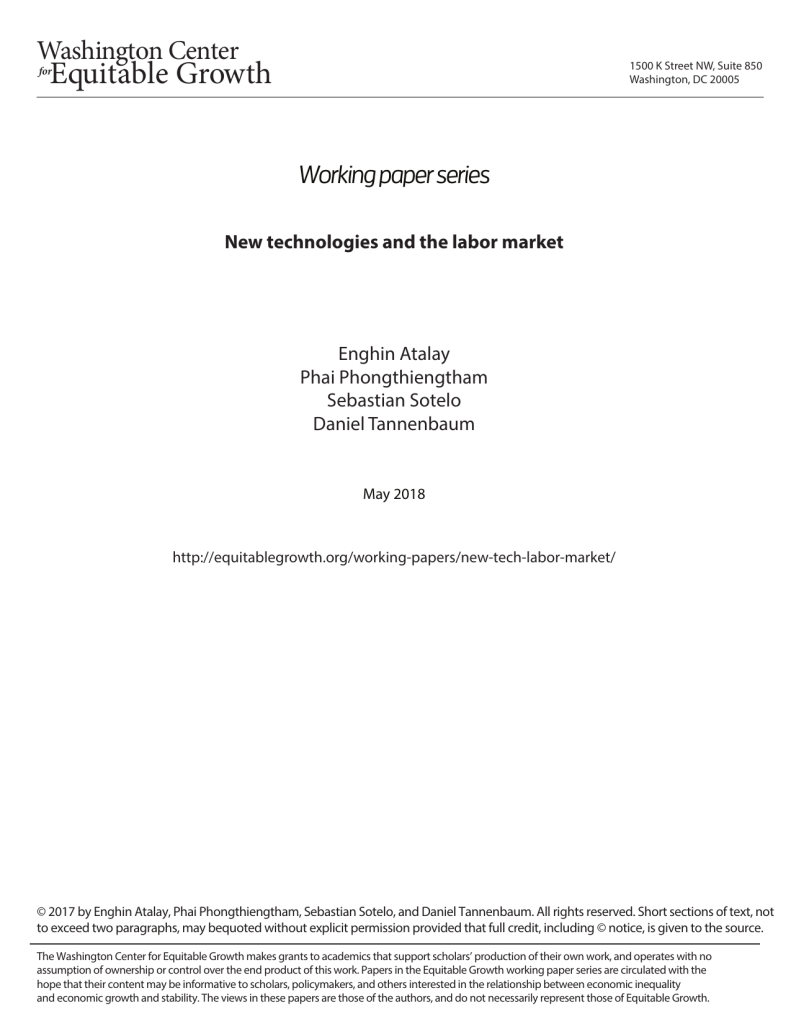 New technologies and the labor market