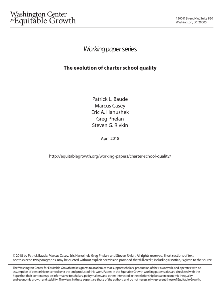 The evolution of charter school quality