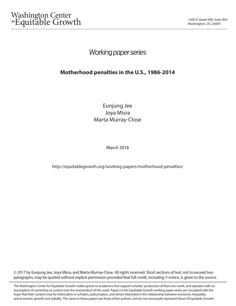 Motherhood penalties in the U.S., 1986-2014