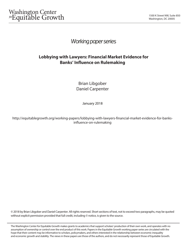 Lobbying with Lawyers: Financial Market Evidence for Banks’ Influence on Rulemaking