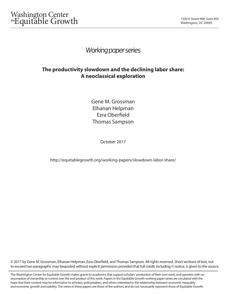 The productivity slowdown and the declining labor share: A neoclassical exploration