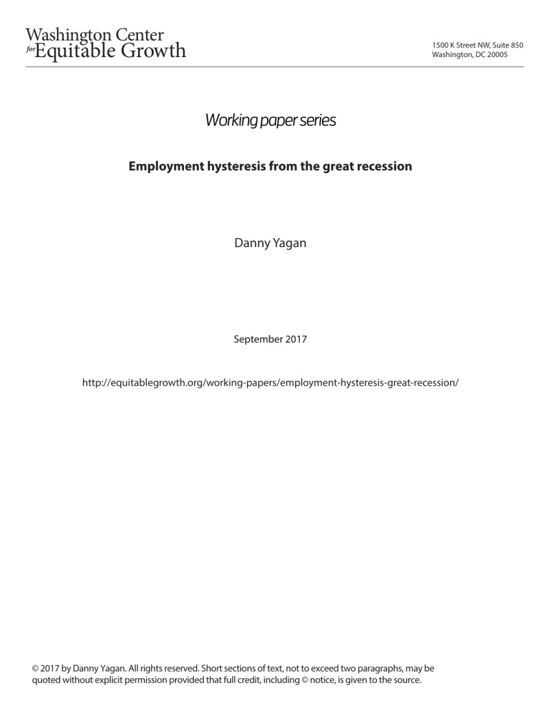 Employment hysteresis from the great recession