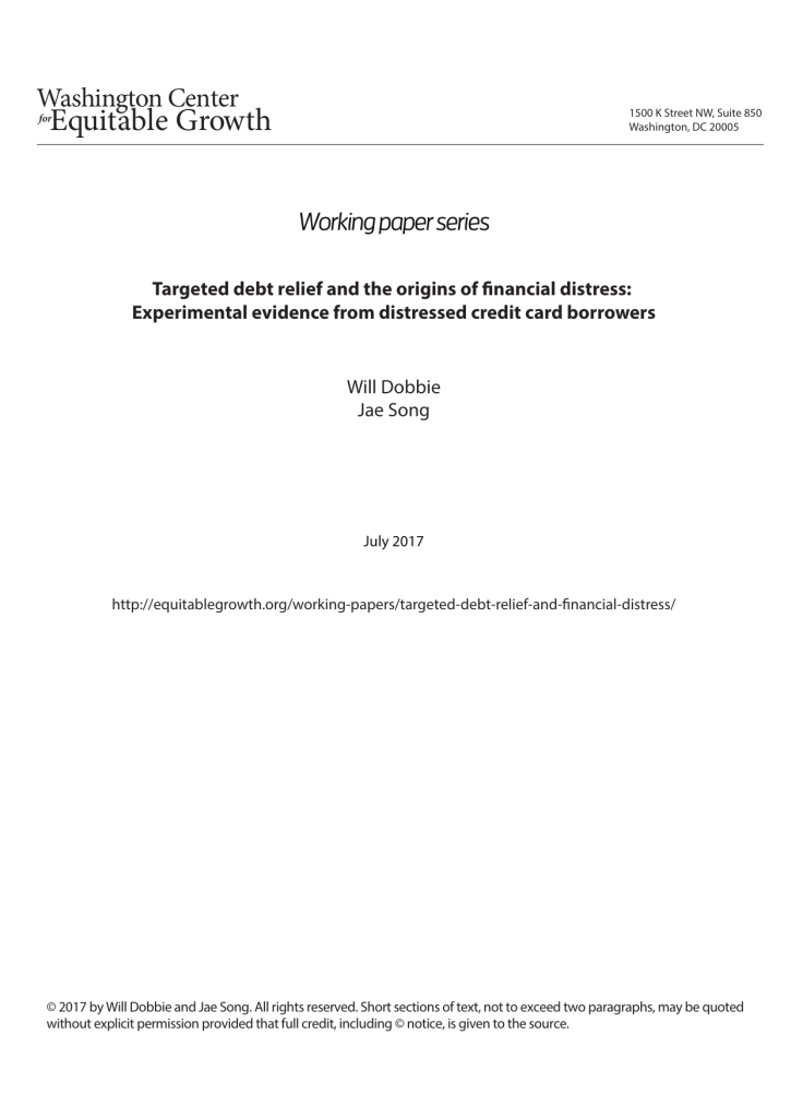 Targeted debt relief and the origins of financial distress: Experimental evidence from distressed credit card borrowers