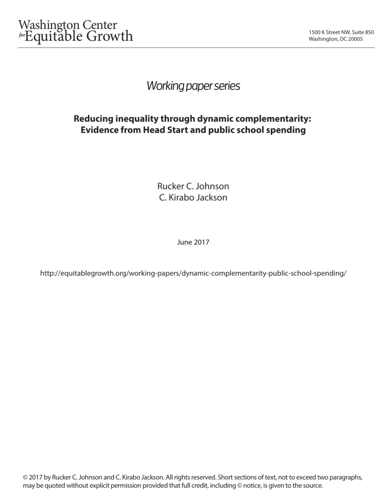Reducing inequality through dynamic complementarity: Evidence from Head Start and public school spending