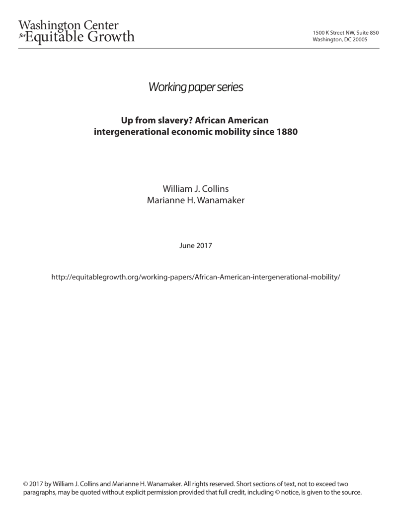 Up from slavery? African American intergenerational economic mobility since 1880