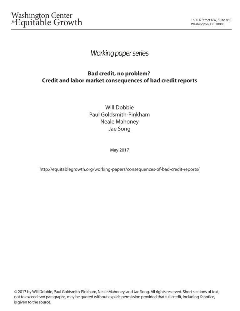 Bad credit, no problem? Credit and labor market consequences of bad credit reports
