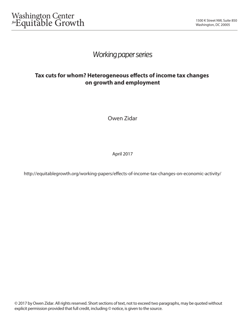 Tax cuts for whom? Heterogeneous effects of income tax changes on growth and employment