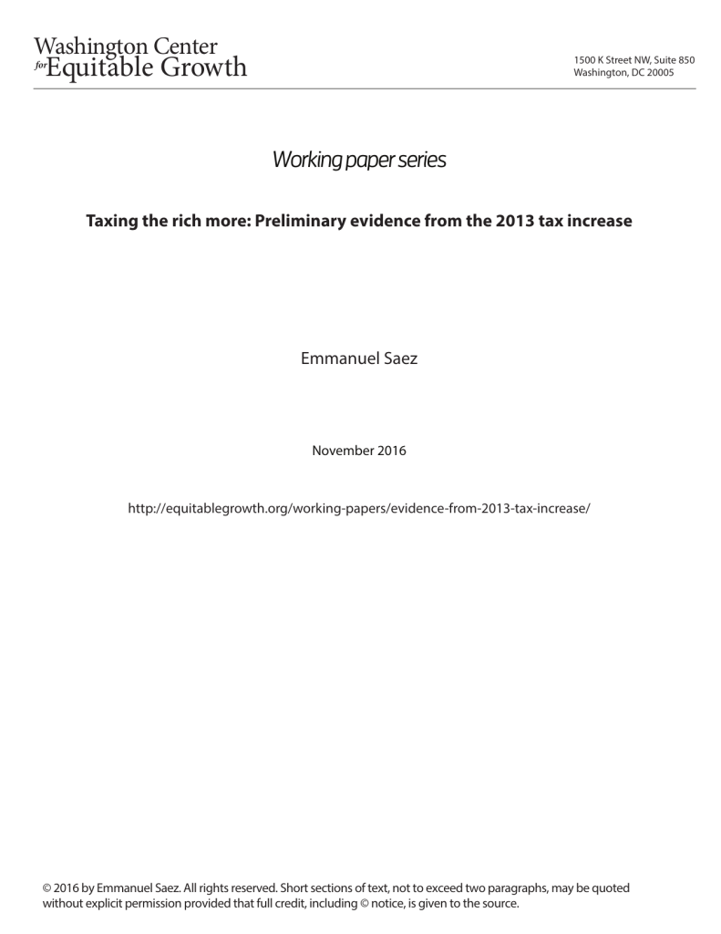 Taxing the rich more: Preliminary evidence from the 2013 tax increase